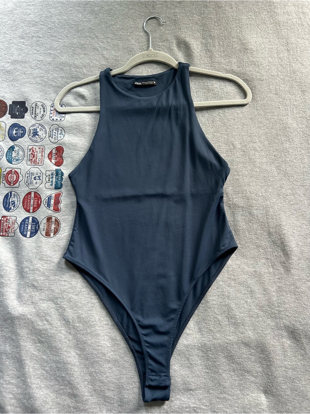 Navy High-Neck Bodysuit